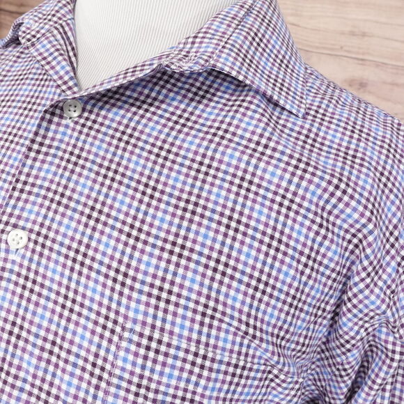 VAN HEUSEN FLEX COLLAR REGULAR FIT GINGHAM CHECK DRESS SHIRT 18 34/35 - Picture 2 of 7